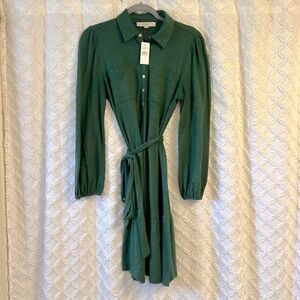 LOFT Snap Front Ruffle Dress